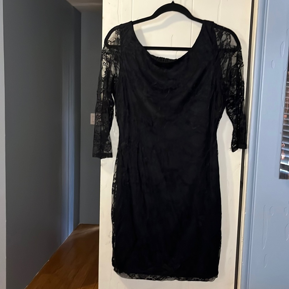 Black lace mini dress